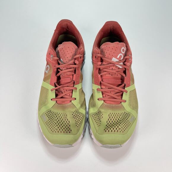 On Cloudflow Pink Lime Cushioned Lace Up Running Shoes Sneakers Women's Size 8 - Picture 3 of 10